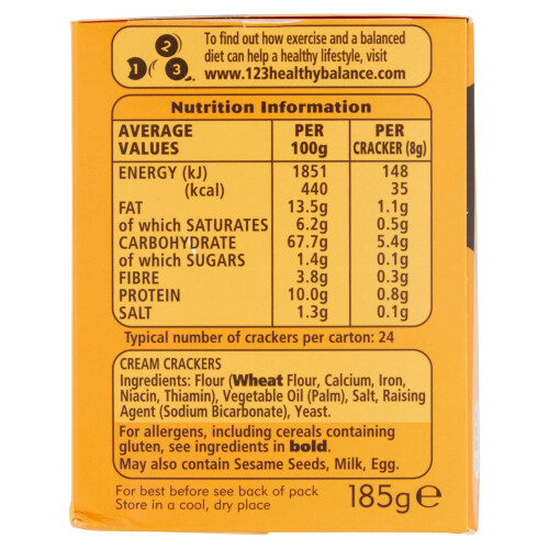JACOB'S Cream Cracker Multipack 8 Snack Packs, 185 g (Pack of 1) 1