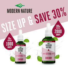 Modern Nature Cherry Flavour Drops | Sugar Free Flavour, Liquid Stevia Sweetener | Zero Calorie Water Drops & Natural Drink Enhancer for Flavoured Wa