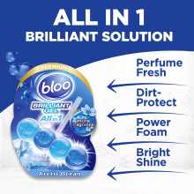 Bloo Brilliant Gel All in 1 Toilet Rim Block Cleaner, Arctic Ocean Fresh Scent,