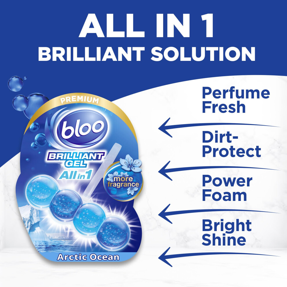 Photos - Bathroom / Toilet Cleaner Bloo Brilliant Gel All in 1 Toilet Rim Block Cleaner, Arctic Ocean Fresh Scent,