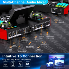 tenlamp Podcast Equipment with Live Sound Card Audio Mixer and 3.5mm C