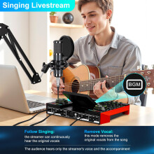 TENLAMP G10 Podcast Equipment, Audio Interface with Soundboard Effects, 3.5mm Condenser Mic Kit, Boom Arm, Zero-Latency Hardware Pitch Correction, No