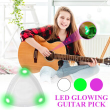 Wimony 3pcs LED Glowing Guitar Plectrum - Auto Illuminated Pick, Dazzling Colours for Enhanced Stage Performance (Red, White, Green)
