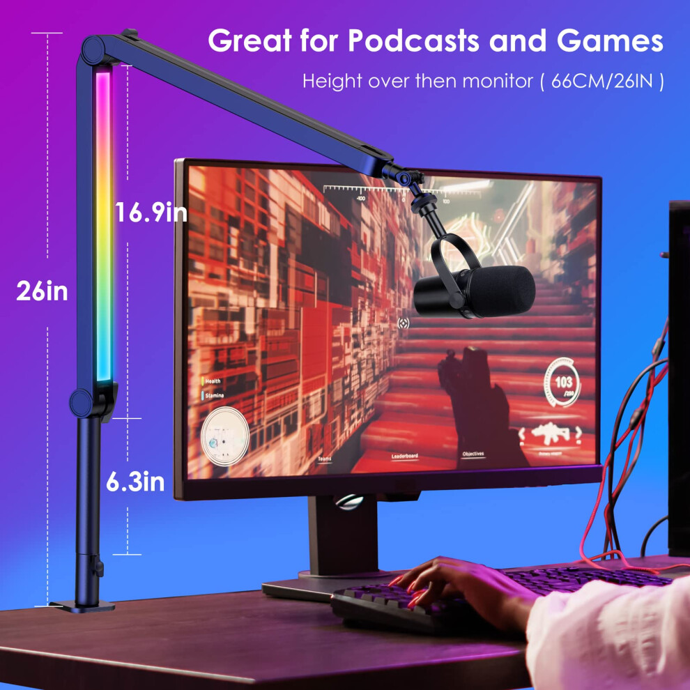 Youshares Mic Boom Arm With Rgb Lights - Premium Microphone Boom Arm S