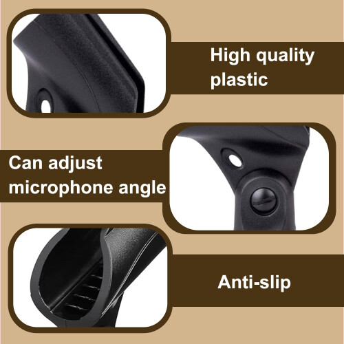 2PCS Microphone Clip Mic Holder, Black, Adjustable with 5/8" to 3/8" 2