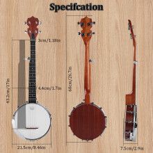 Mulucky 5 String Banjo Mini - 26 Inch Travel Banjo Sapele Body Closed