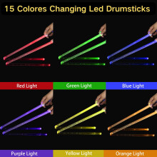 Light Up Drum Sticks Rechargeable: 15 Color Changing Led Drum Stick Glow In The Dark - Personalized Drumsticks with Storage Bag for Adults Drummer Gi