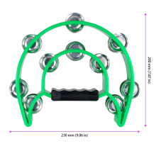 JOIKIT 8 PCS 23 x 20 cm 4 Color Double Row Tambourines, Half Moon Tambourines for Musicians Singers Bands