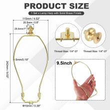 PATIKIL 9.5 Inch Lamp Harp Kit with 1 Inch Height Solid Brass Finial,