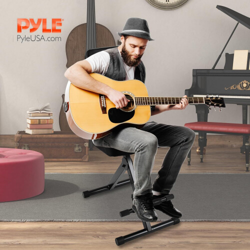 Pyle Portable Adjustable Musician Performer Stool - Folding Musicians Performanc 1