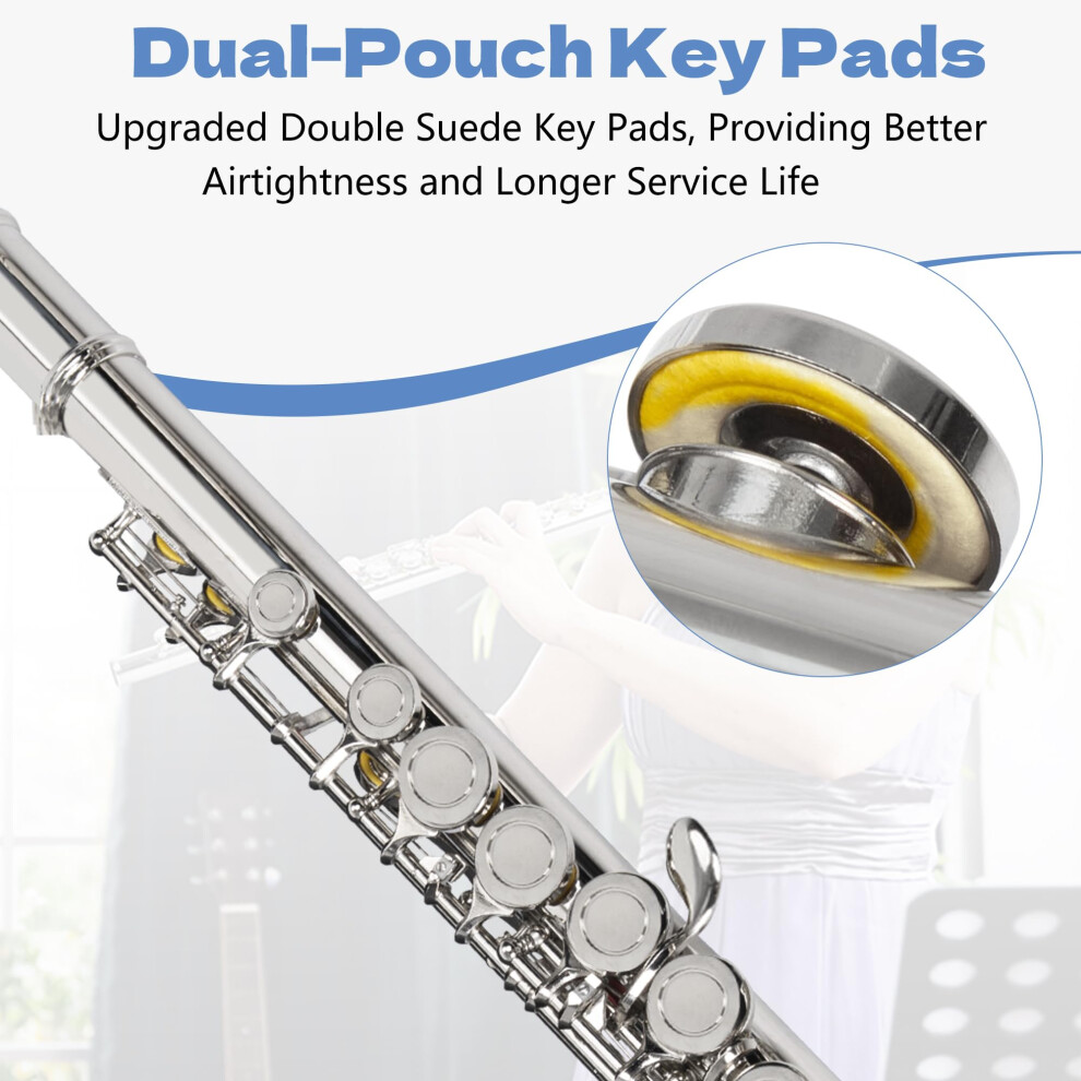 Freeamg Closed Hole 16 Keys Flute, C Flute For Beginners Students, Flu