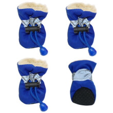 (Blue, L) Reflective No 4pcs Slip Dog Shoes Boots Waterproof Dog Socks Padded Soft Fleece