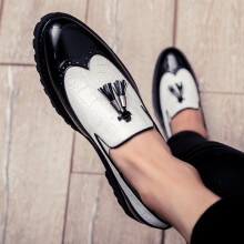 (White,EU41)Hombres Brogue Borlas Informales Plataforma Formal Bombas Puntera Punta Punta Punta Mocasines Sin Cordones