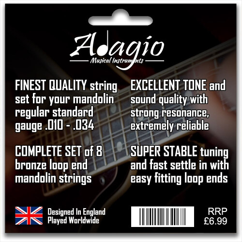 Mandolin Strings Loop End - 2x PACKS by Adagio Pro - Standard Light, .010 1