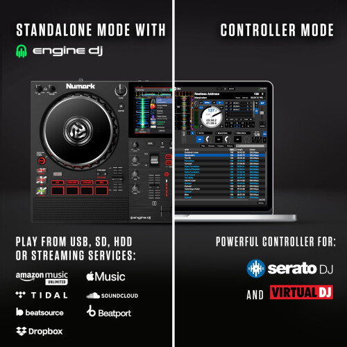 Numark Numark Mixstream Pro+ DJ Controller with Stem Separation, 2 Decks, Wi- 2