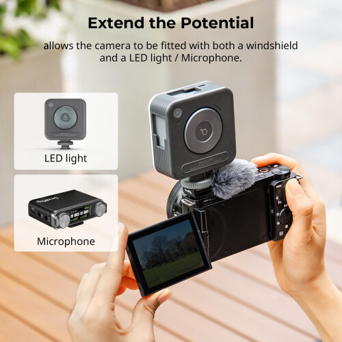 SMALLRIG Cold Shoe Adapter with Wind Muff Windshield for Sony ZV-E10-3526