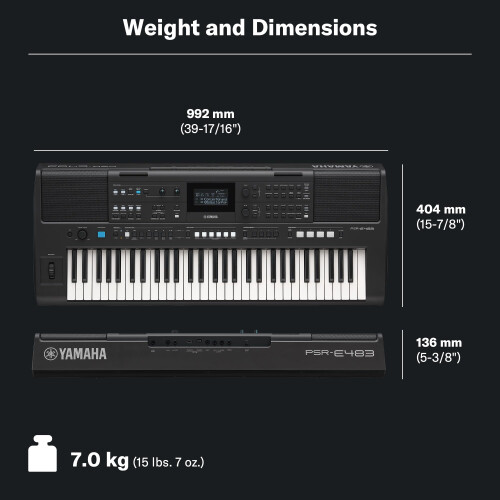 Yamaha YAMAHA PSR-E483 Keyboard – Modern Portable Keyboard with 61 Touch-Sensitive Keys 1