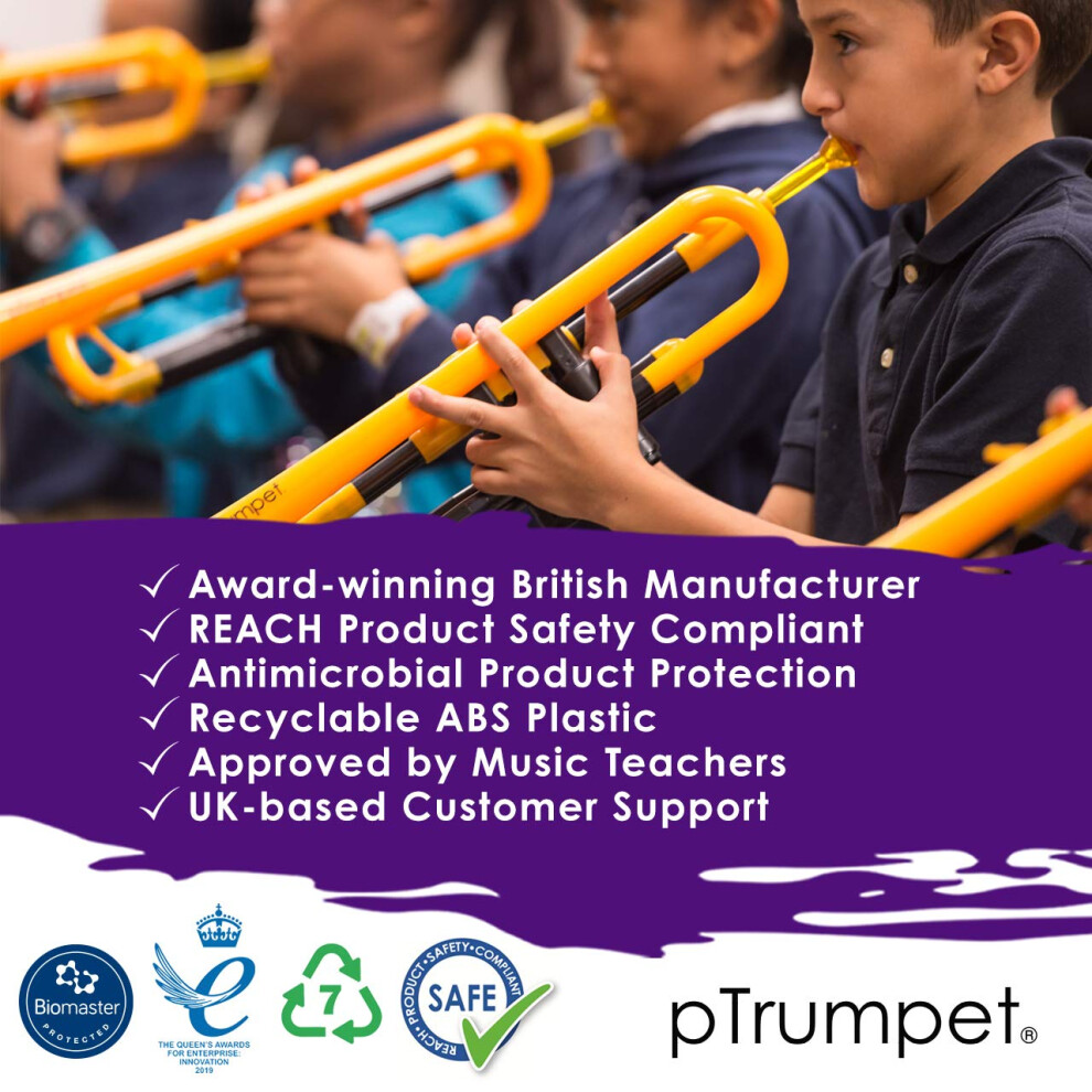 Pinstruments Ptrumpet Plastic Trumpet With 3C And 5C Mouthpiece And Carry Bag - Bb