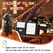 Premium Synthetic Leather Document Organizer, A4 Presentation Book,60 Page Pocket Sheet Music Holder, Portable Music Organizer for Musicians & Chorus