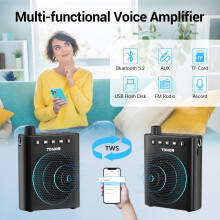 TONOR Voice Amplifier with 1m Headset Microphone, 100 cm Rechargeable Bluetooth Speaker 12h Duration, 240s Internal Recording, PA System for Teaching