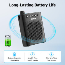 TONOR Voice Amplifier with 1m Headset Microphone, 100 cm Rechargeable Bluetooth Speaker 12h Duration, 240s Internal Recording, PA System for Teaching