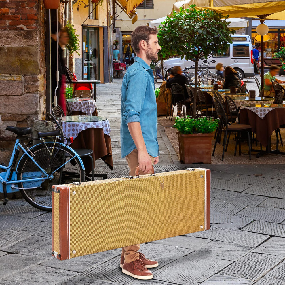 Bonnlo Electric Guitar Square Hard Case For Standard Guitars Lockable