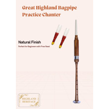 Scottish Highland Bagpipe Practice Chanter – Rosewood, Black & Natural Finish with Silver & Ivory Mounts, Includes Hard Case & 2 Reeds - Ideal for S