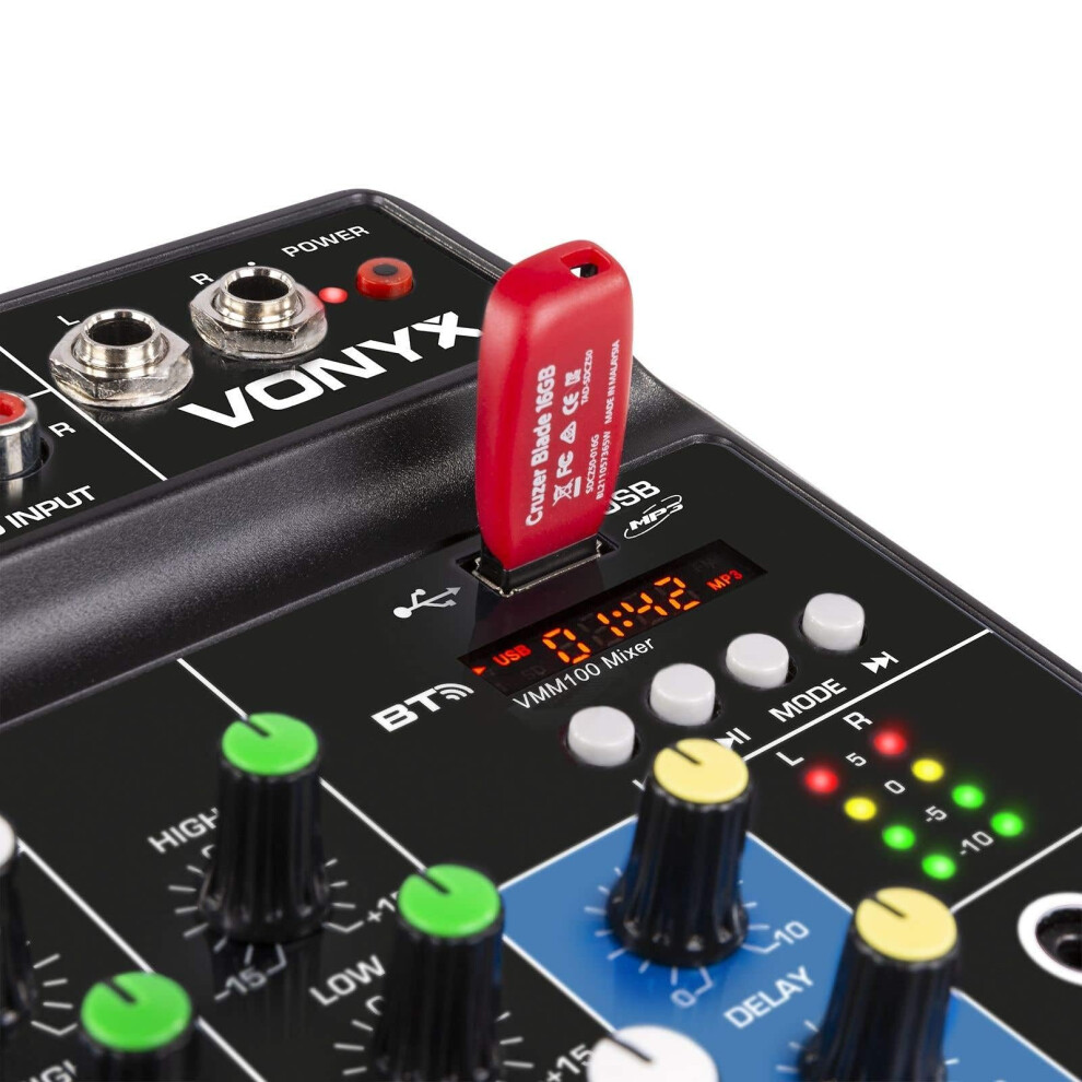 Vonyx Vmm100 3-Channel Pa Mixer With Bluetooth & Usb - Compact Audio M