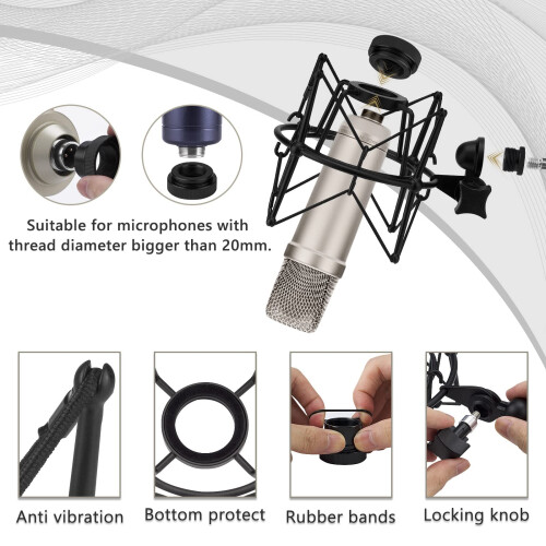 Geekria for Creators Microphone Shock Mount Compatible with Rode NT-US 2