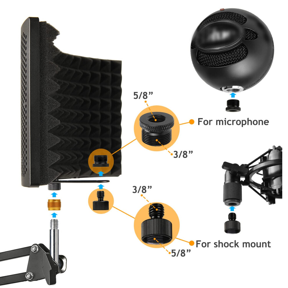 Frgyee Microphone Isolation Shield With Mic Stand And Pop Filter, Fold