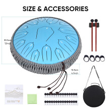 Musfunny Steel Tongue Drum for Adults: 12 Inch 15 Notes D Major Balmy Drum
