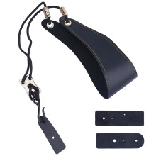 CALFOVERA Leather Clarinet Neck Strap Black PU Leather Alloy Adjustable Wide Padded Ergonomic Design Musical Instruments Parts Clarinets Straps for O