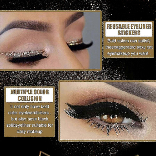 Black Glitter Wispy Cat Eye False Eyelashes, Dramatic Festival Pack 2025 2