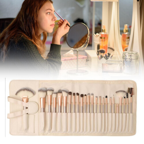 24Pcs Super Soft Natural 3D Professional Makeup Brush Set with Storage Bag 2