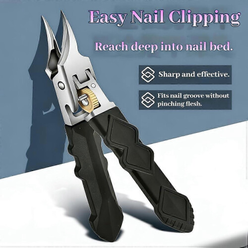Set di tagliaunghie antiscivolo per uomo e anziani, kit per manicure resistente, nero, 3 pezzi 2