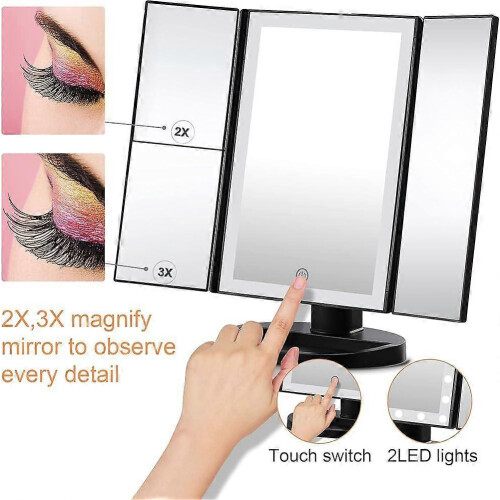 72 LED Tri-Wing Lighted Makeup Mirror, 2x/3x Magnification 1