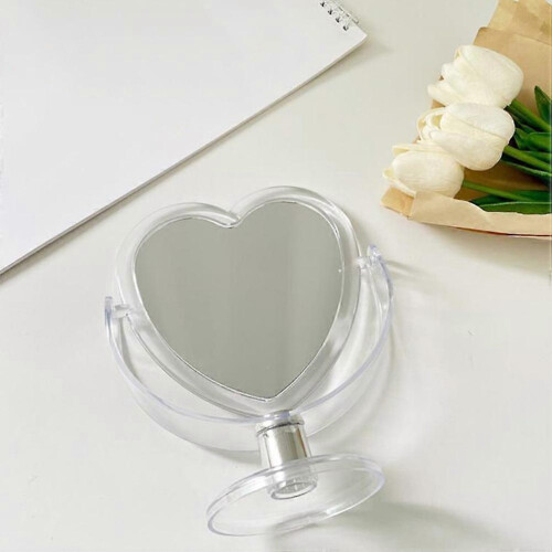 Heart Shaped Acrylic Makeup Mirror for Home Table Use 2