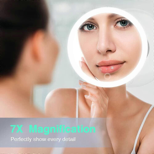 7X Magnifying Makeup Mirror with LED Lights, Rechargeable, Strong Suction Cup 2