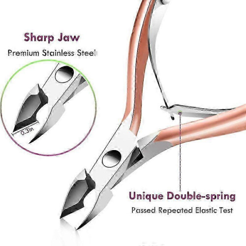 Rose Gold Cuticle Trimmer with Pusher & Cutter, Durable Manicure Pedicure Tool 1