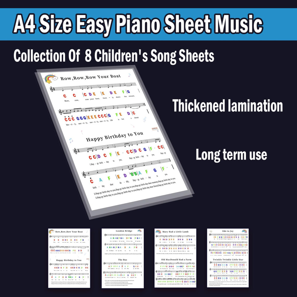 Junlego Piano Keyboard Stickers For 88/61/54/49/37 Key, With Piano Sheet Music