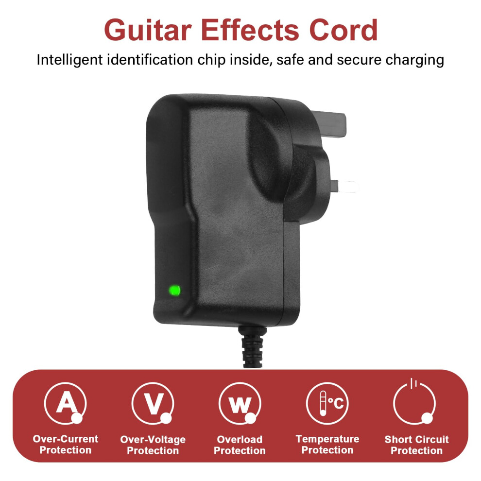 Keyqueen Guitar Pedal Power Supply Adapter 9V Dc 1A Tip Negative, One Spot Char