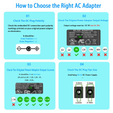 9V 2A Power Supply Adapter, AC 100-240V to DC 9Volt Charger Cord.