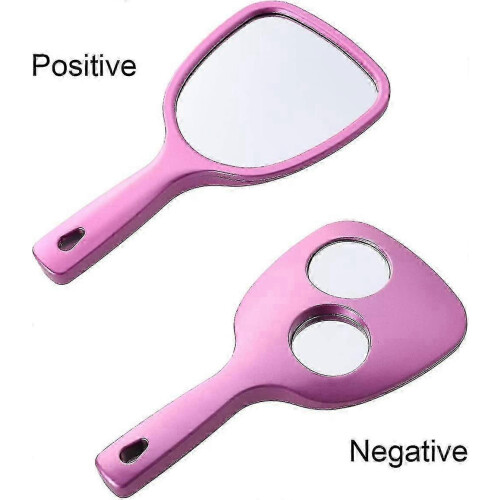 Handheld Double-Sided Round Makeup Mirror with Handle 2