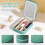 Green Mini Travel LED Makeup Mirror Case with 3 Adjustable Color Light Settings, Cosmetic Train Case 2