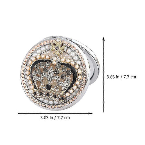 Magnifying Rhinestone Crown Folding Makeup Mirror for Women 1