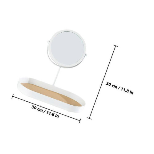 White ABS Glass Multifunctional Decorative Cosmetics Makeup Mirror 1