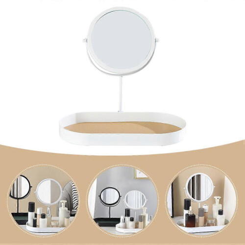 White ABS Glass Multifunctional Decorative Cosmetics Makeup Mirror 2