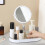 White ABS Glass Multifunctional Decorative Cosmetics Makeup Mirror 4