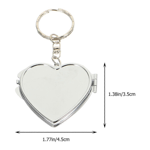4Pcs Mini Heart Mirror Keyring Folding Metal Keychain Pendant 1