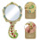 Vintage Gold Metal Makeup Mirror & Comb Set 2Pcs Handheld 3